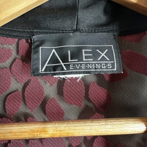 Alex Evenings 2 Piece Set Sleeveless Tank Blouse & Jacket Sz L Red Black Floral - Picture 8 of 13